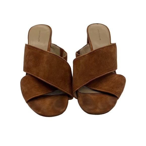 Ann Taylor Brown Suede Criss Cross Mule Slip On Sandals Size 10 Women's - Picture 3 of 9